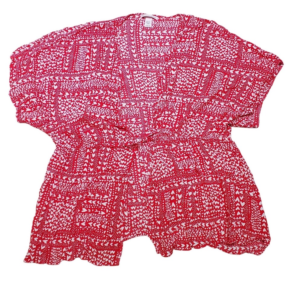 Victoria's Secret Red White Heart Print Kimono Robe Cover Up O/S‎ Romance Flirty